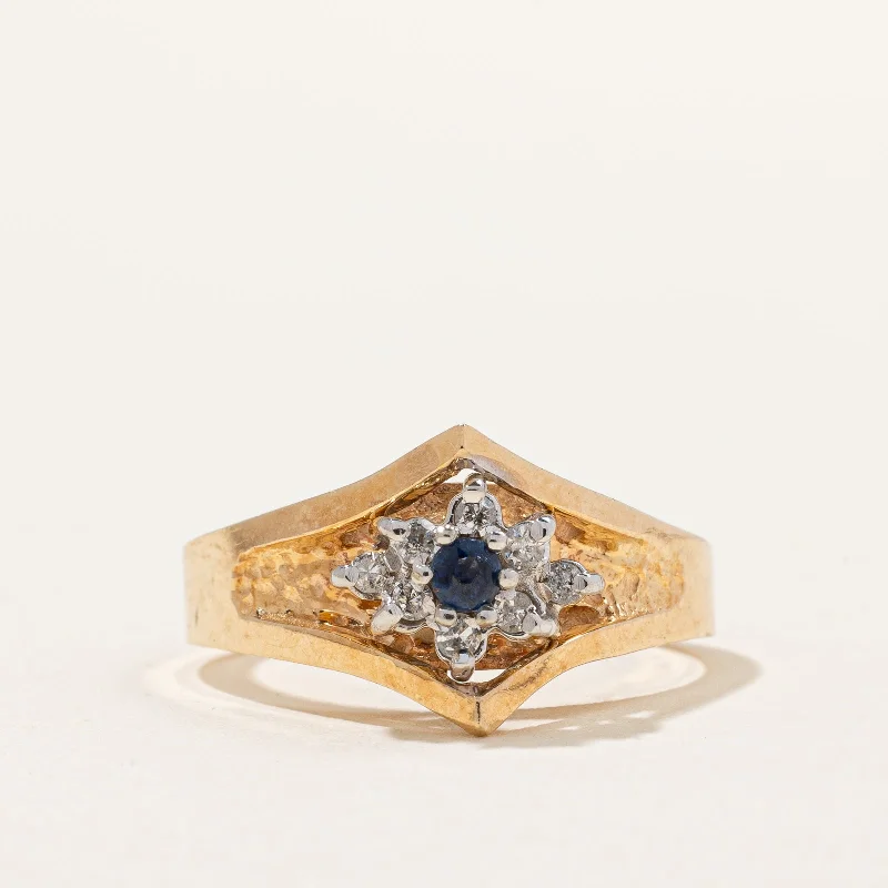 rose gold engagement rings -Diamond & Blue Sapphire Ring | 0.10ctw, 0.06ct | SZ 6.75 |