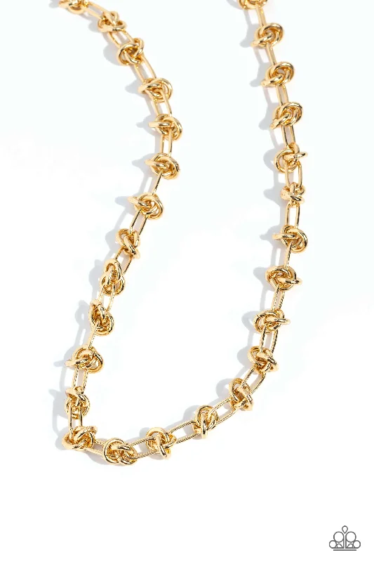 elegant crystal necklaces -Knotted Kickoff - Gold