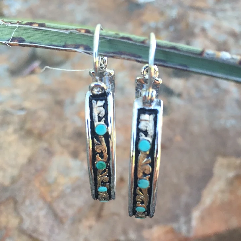 cute hoop earrings for women -G. Turquoise Hoop Earrings