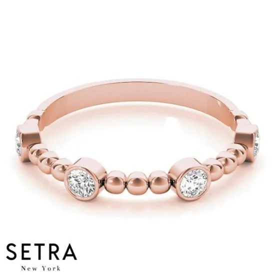 eco-friendly engagement rings -18K FINE ROSE GOLD DIAMOND BAND RING