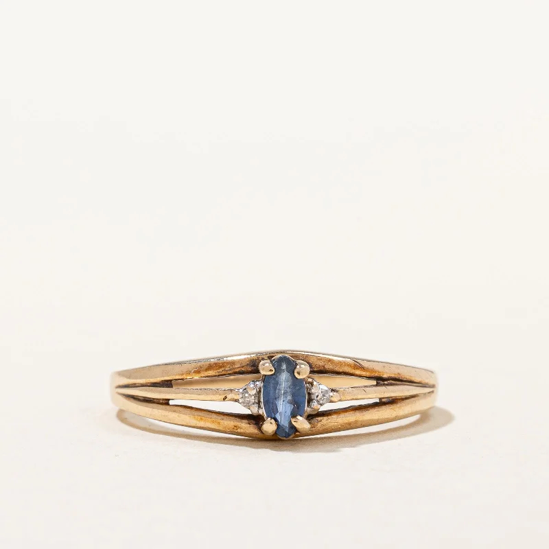 elegant vintage rings -Blue Sapphire & Diamonds Ring | 0.13ct, 0.01ctw | SZ 6.75 |