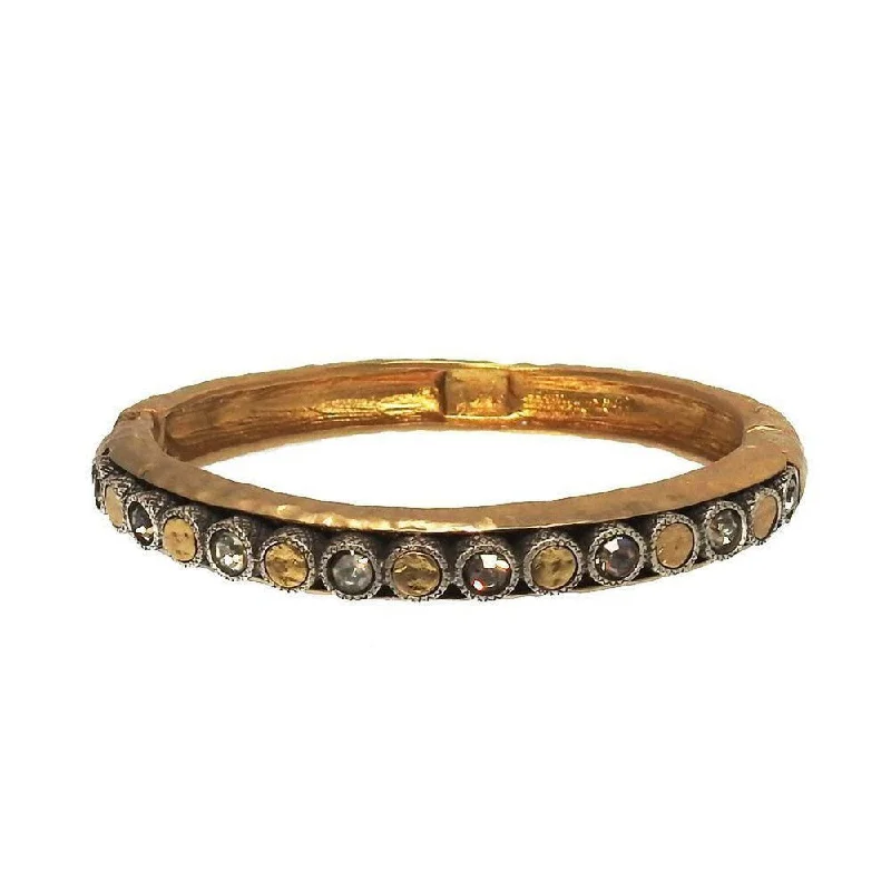 modern women’s bangles -Gold Hinged Bangle Bracelet with Crystals