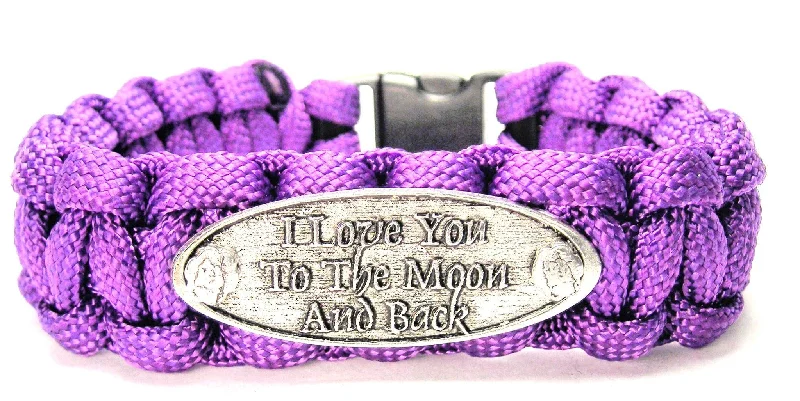 chic bangles for women -I Love You To The Moon And Back Raised 550 Military Spec Paracord Bracelet