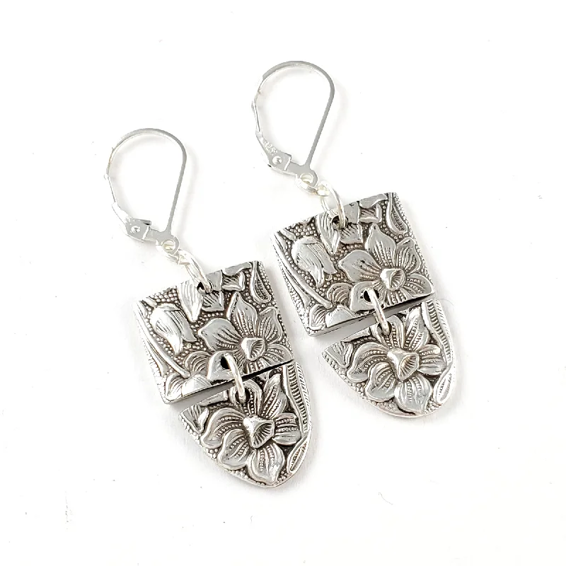 luxury statement earrings -National Silver Narcissus Spoon Swing Earrings