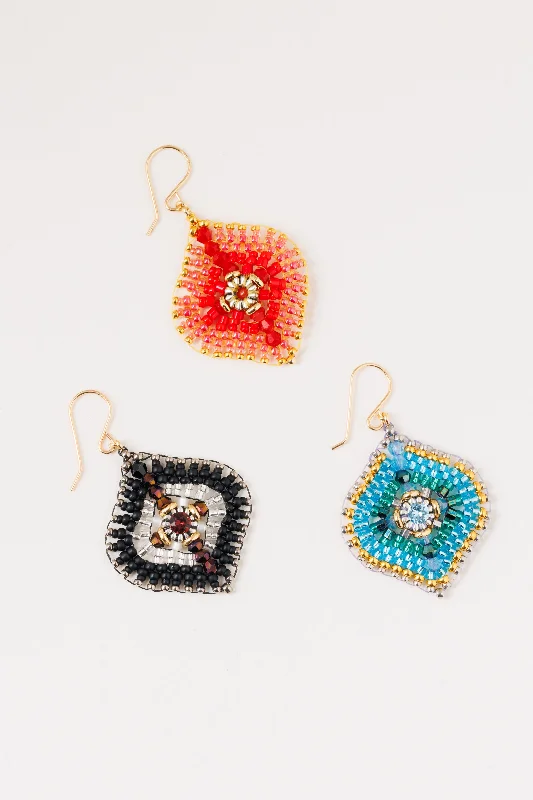 romantic drop earrings -Wide Eye Drop Beaded Earring | Miguel Ases