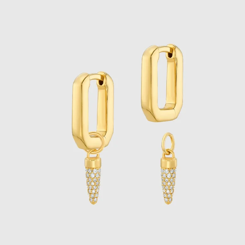 luxury hoop earrings -Auree x @theeditbutton Gold Interchangeable Hoop & White Pointed Drop Earrings