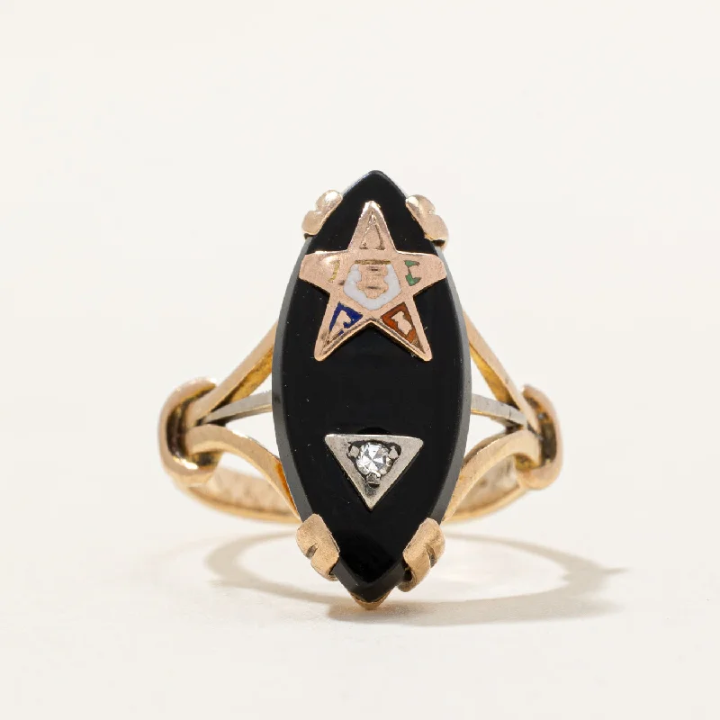 ring sets for women -Onyx & Diamond Free Masons Ring | 3.00ct, 0.015ct | SZ 3 |