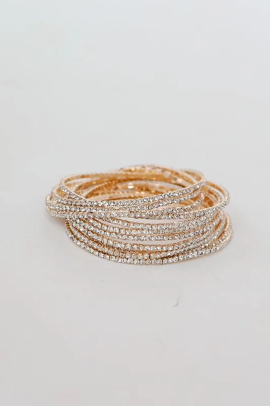 luxury bangles for women -Jodie Rhinestone Bracelet Set