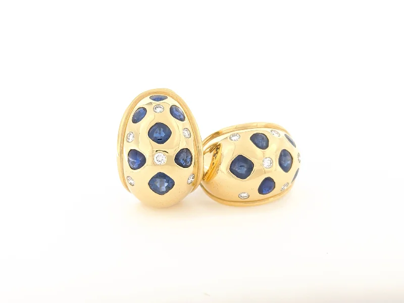 trendy drop earrings for women -SOLD Estate Diamond & Sapphire Gold Earrings