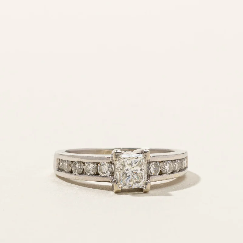 gold engagement rings -Solitaire with Accents Diamond Engagement Ring | 1.60ctw VS2/SI1 I | SZ 8.25 |