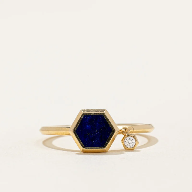 romantic rings for women -Birks' Lapis Lazuli & Diamond Charm Ring | 0.50ct, 0.025ct | SZ 7 |