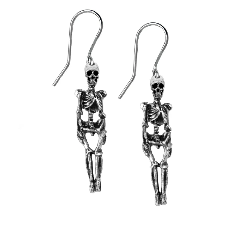 trendy gold earrings -Skeleton Earrings by Alchemy Gothic