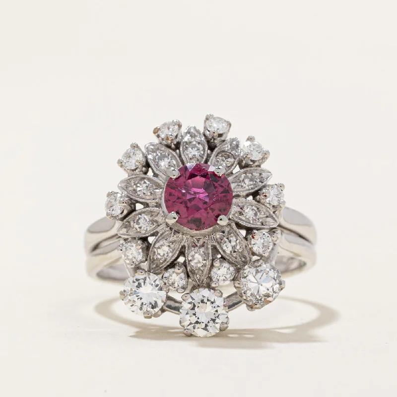 custom engagement rings -Diamond & Ruby Fused Wedding Ring Set | 1.12ctw, 1.02ct | SZ 8.5 |