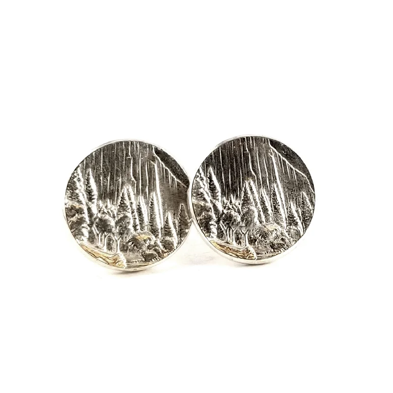 cute hoop earrings for women -Silver Yosemite National Park Quarter Punch Out Stud Earrings