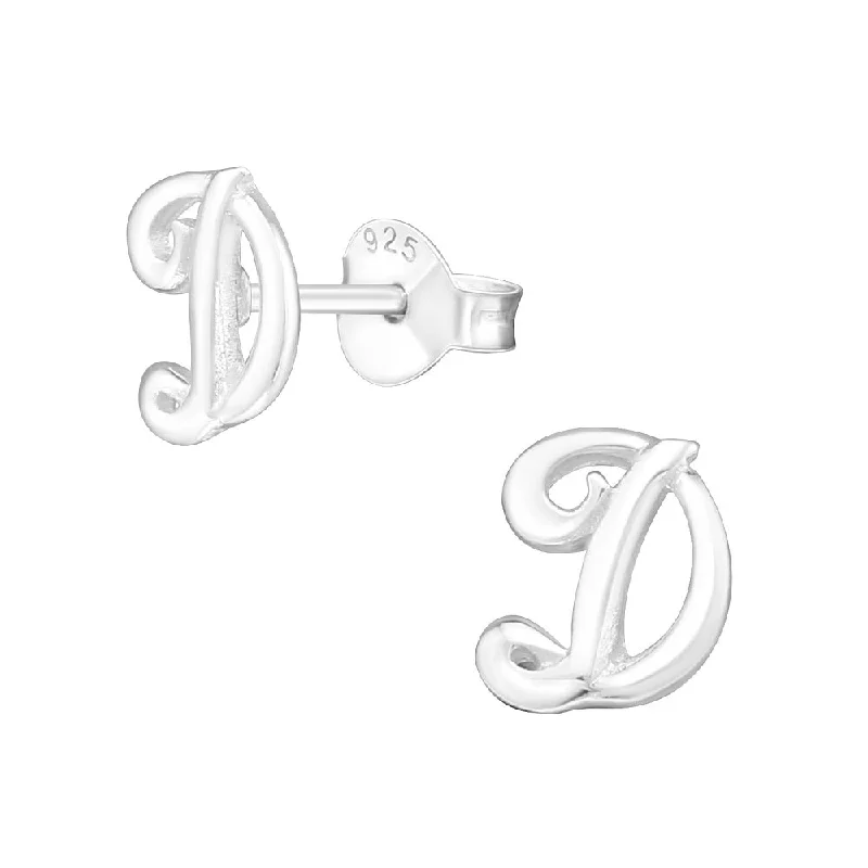 unique ear cuffs -Children's Sterling Silver 'Letter D' Stud Earrings