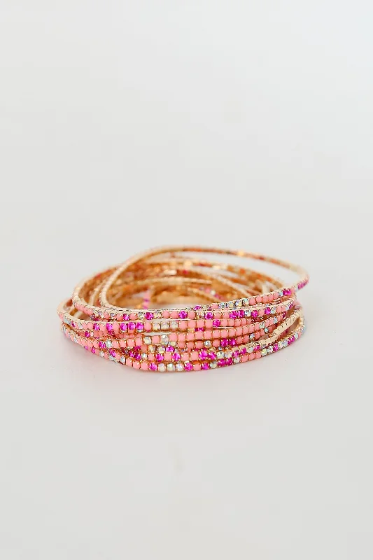 statement bangles for women -Hayden Rhinestone Bracelet Set