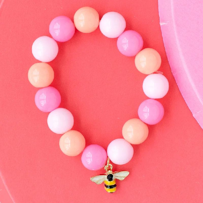 women’s statement bangles -Stretch Beaded Bracelet Bee Charm Children's Jewelry