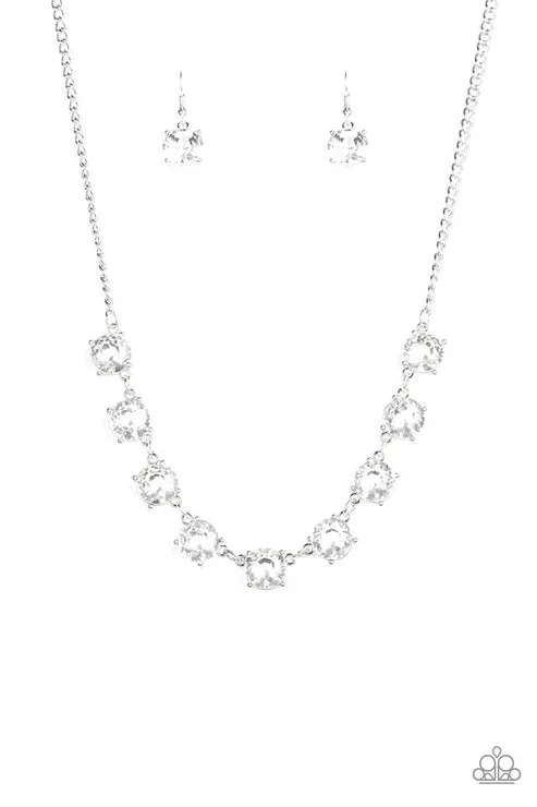 elegant crystal necklaces -Iridescent Icing White Necklace