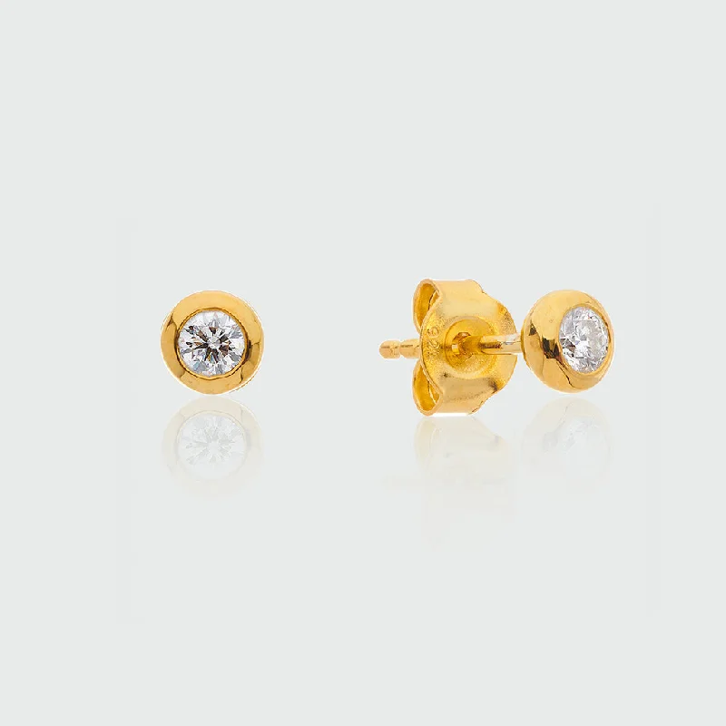 modern hoop earrings -Hampton Gold Vermeil & Cubic Zirconia Stud Earrings