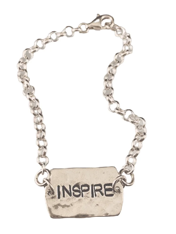 bridesmaid bracelets -‘Inspire’ Sterling Hammered Tag ID Bracelet