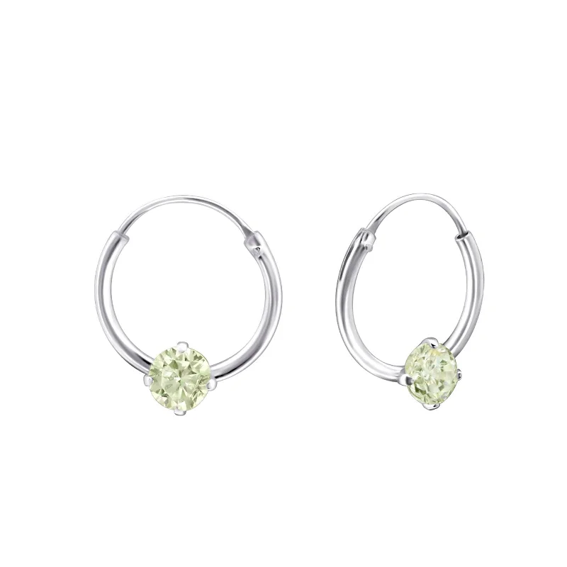 stunning gemstone earrings -Children's Sterling Silver 'August Birthstone' Hoop Earrings