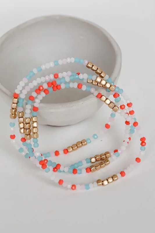 bangles with diamonds for women -FINAL SALE - Olivia Coral Beaded Bracelet Set