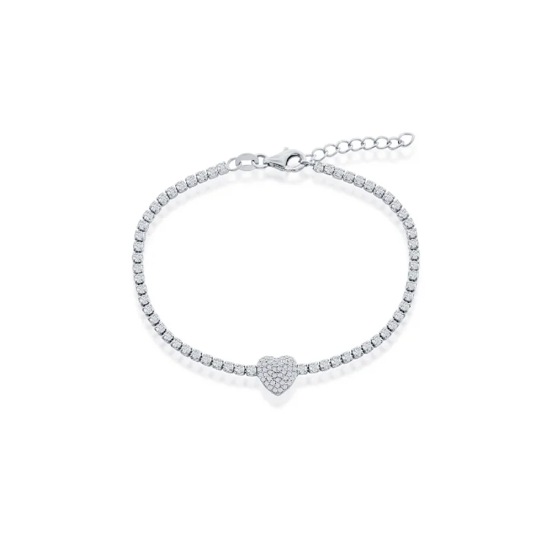 silver bracelets for women -Isella Heart Shaped Tennis Bracelet