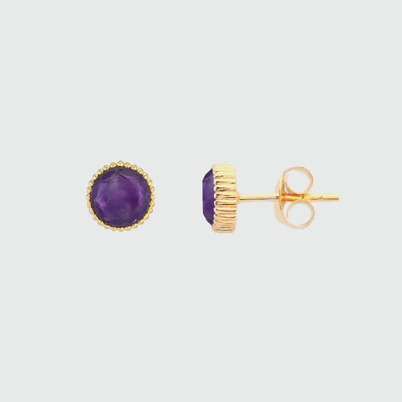 unique ear cuffs -Barcelona February Amethyst Birthstone Stud Earrings