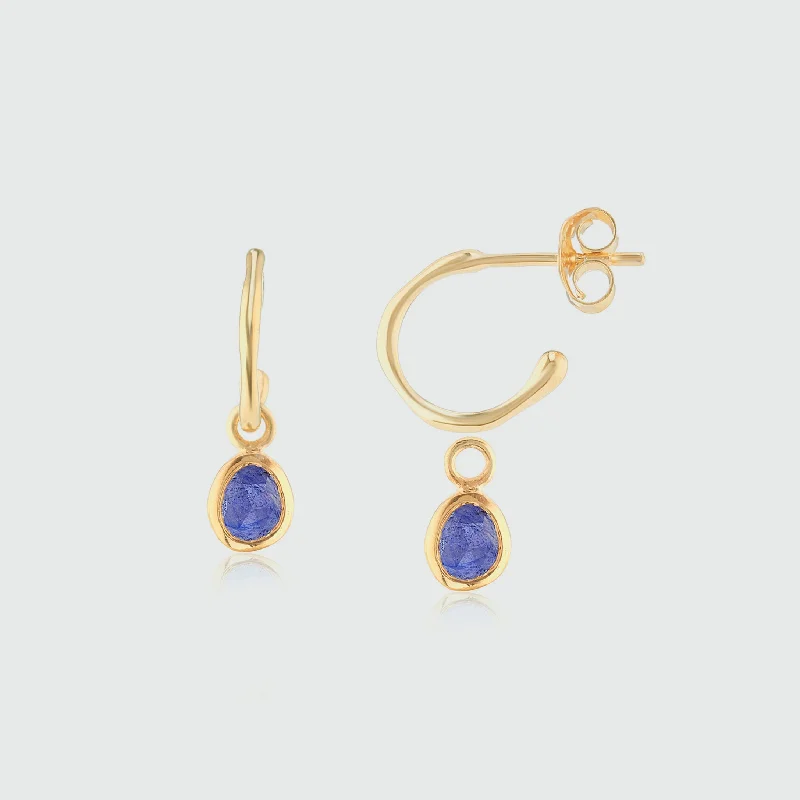 radiant cut earrings -Hampton 9ct Gold & Sapphire Drop Earrings