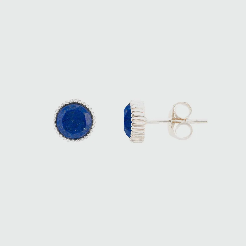 women’s stylish earrings -Barcelona Silver September Lapis Lazuli Birthstone Stud Earrings