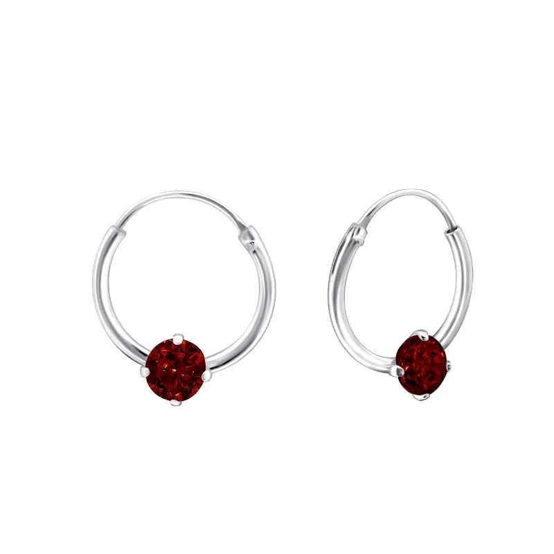 heart-shaped earrings -Children's Sterling Silver 'January Birthstone' Hoop Earrings