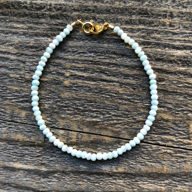 statement bangles for women -"Durango" Larimar Gemstone Beaded Bracelet