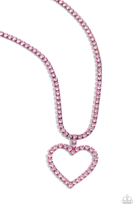 women’s long chain necklaces -Flirting Fancy - Pink