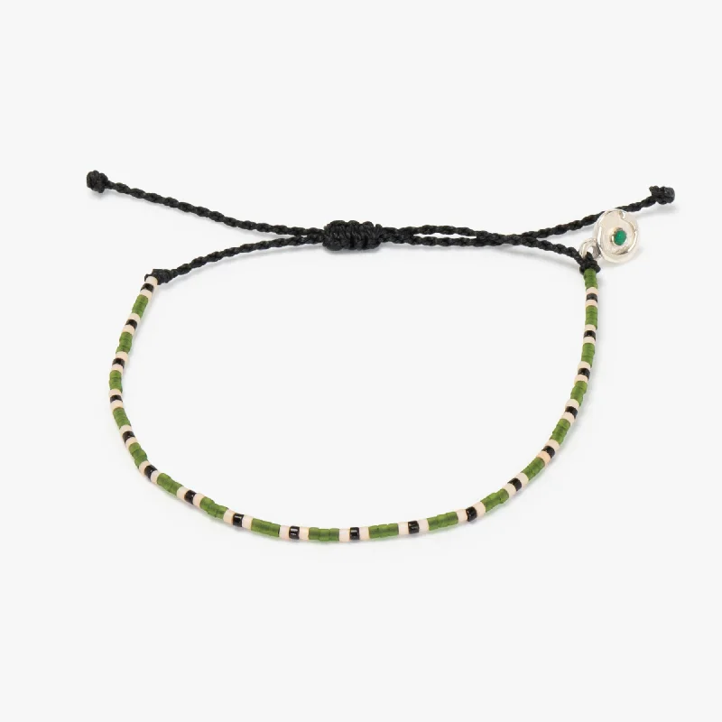 gemstone bangles for casual wear -Military Beaded bracelet 925S Silver Green Zircon Stone