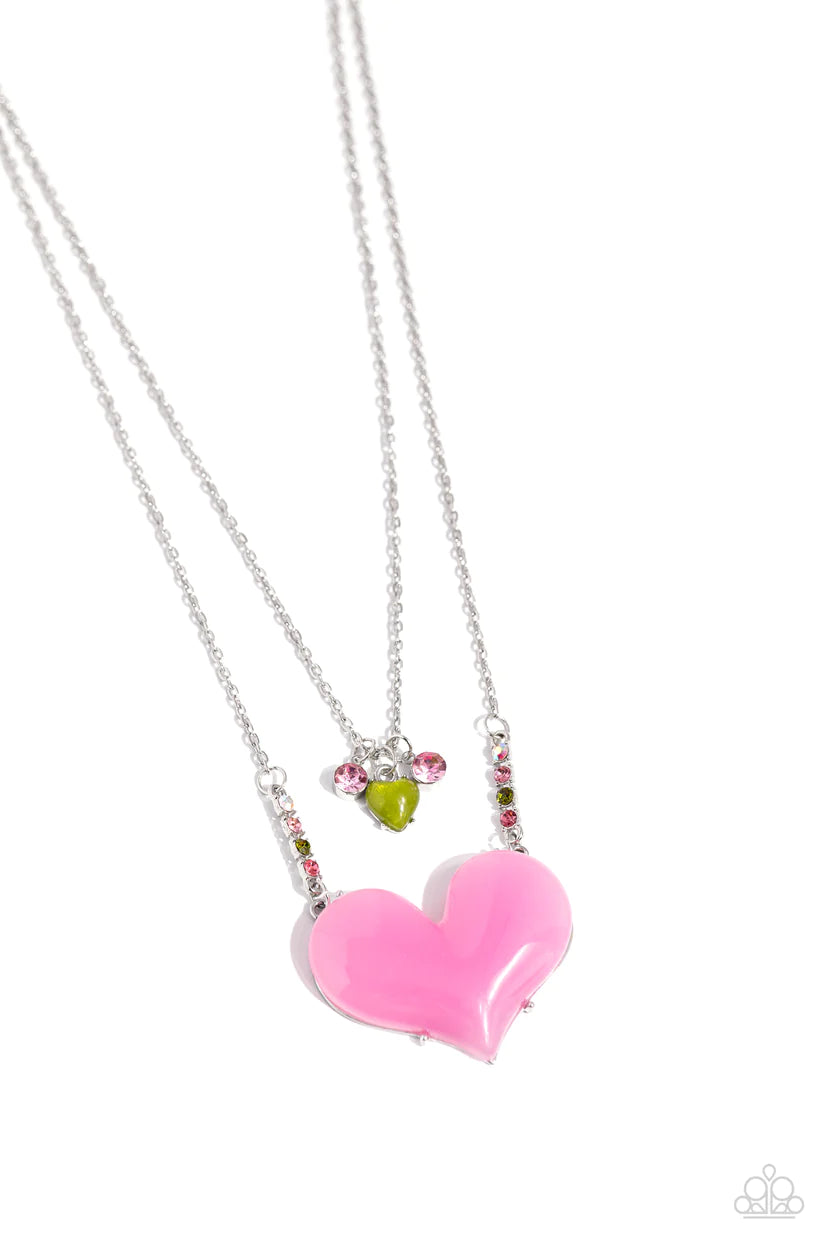 anniversary necklaces for women -Heart-Racing Recognition - Pink