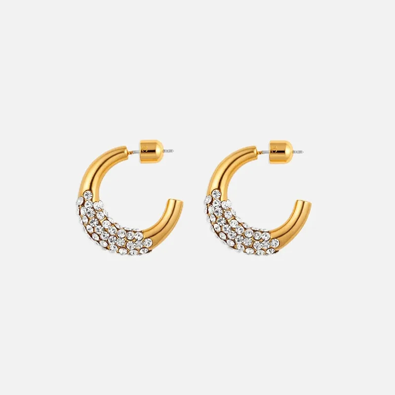 chic gold drop earrings -Pavé Hoop Earring