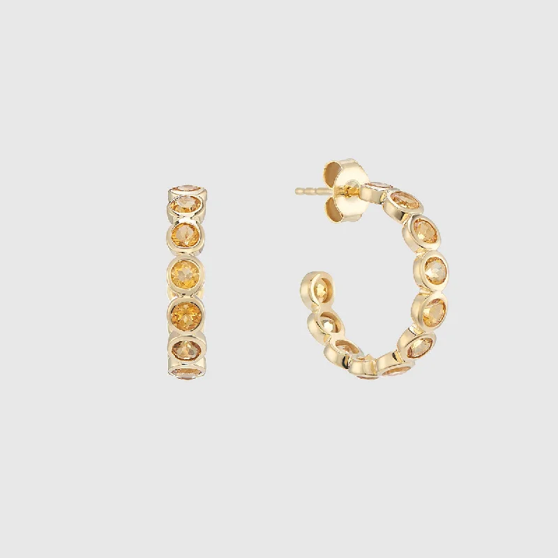 radiant cut earrings -Ortigia Citrine & Gold Vermeil Hoop Earrings