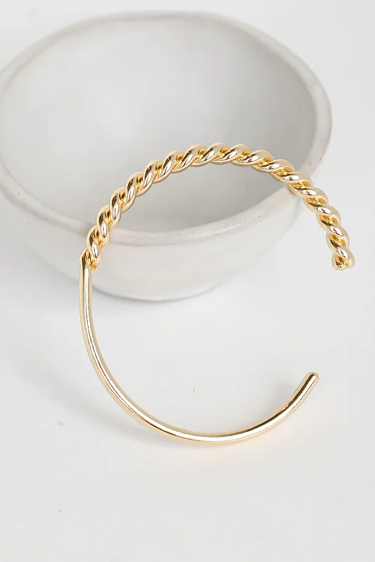 minimalistic bracelets for women -Missy Gold Twisted Cuff Bracelet