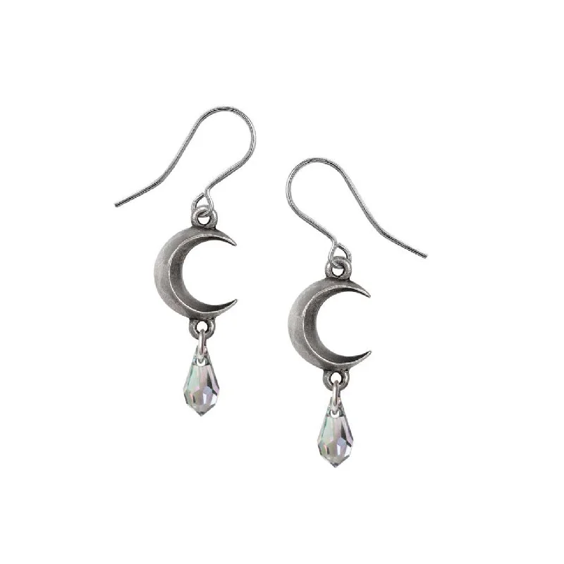 minimalist earrings for women -Tears of the Moon Earrings in Clear Crystal by Alchemy Gothic