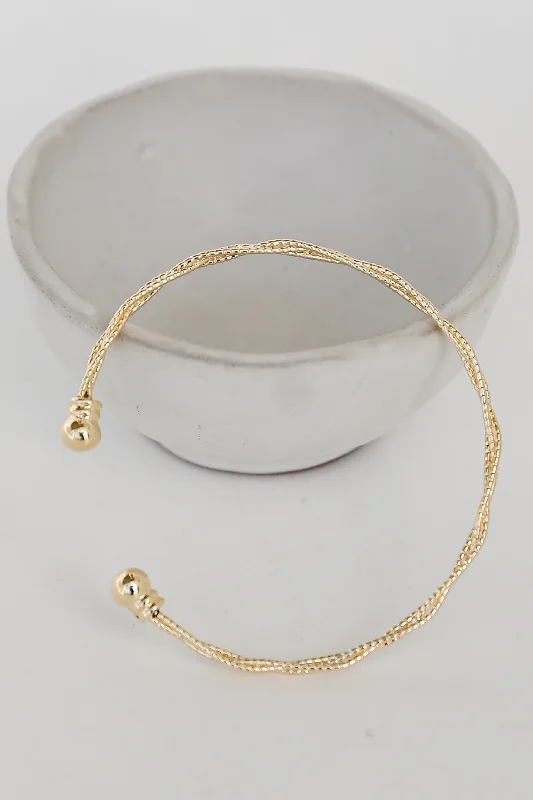 stackable bangles for women -Kate Gold Twisted Cuff Bracelet