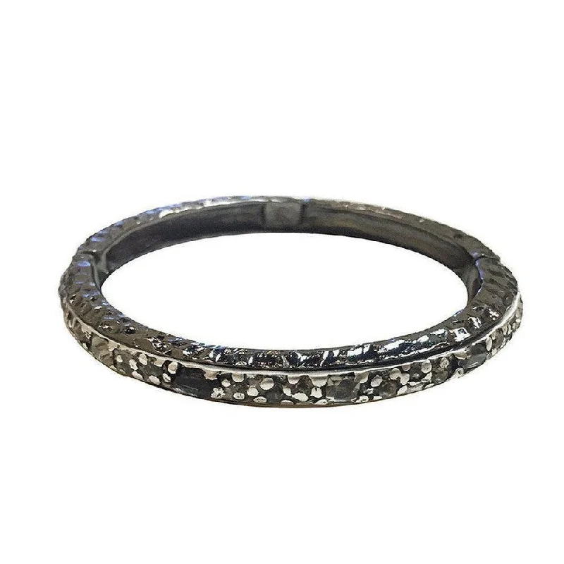 pearl bracelets for women -Ibiza Hammered Hinged Bangle Bracelet in Gunmetal