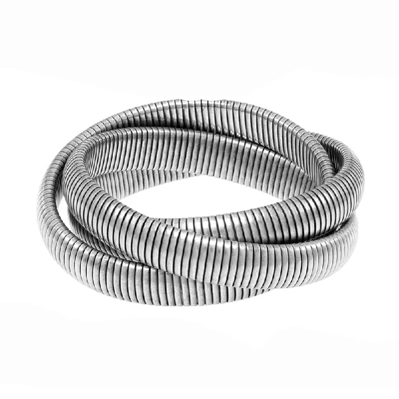 vintage bangles for women -Triple Cobra Bracelet in Rhodium