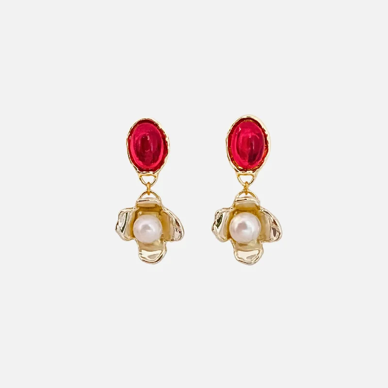 luxury gemstone drop earrings -Ruby Earrings