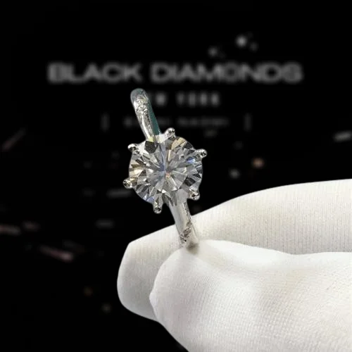 elegant round cut engagement rings -2.0 Ct Round Cut D Color Diamond 6 Prong Engagement Ring