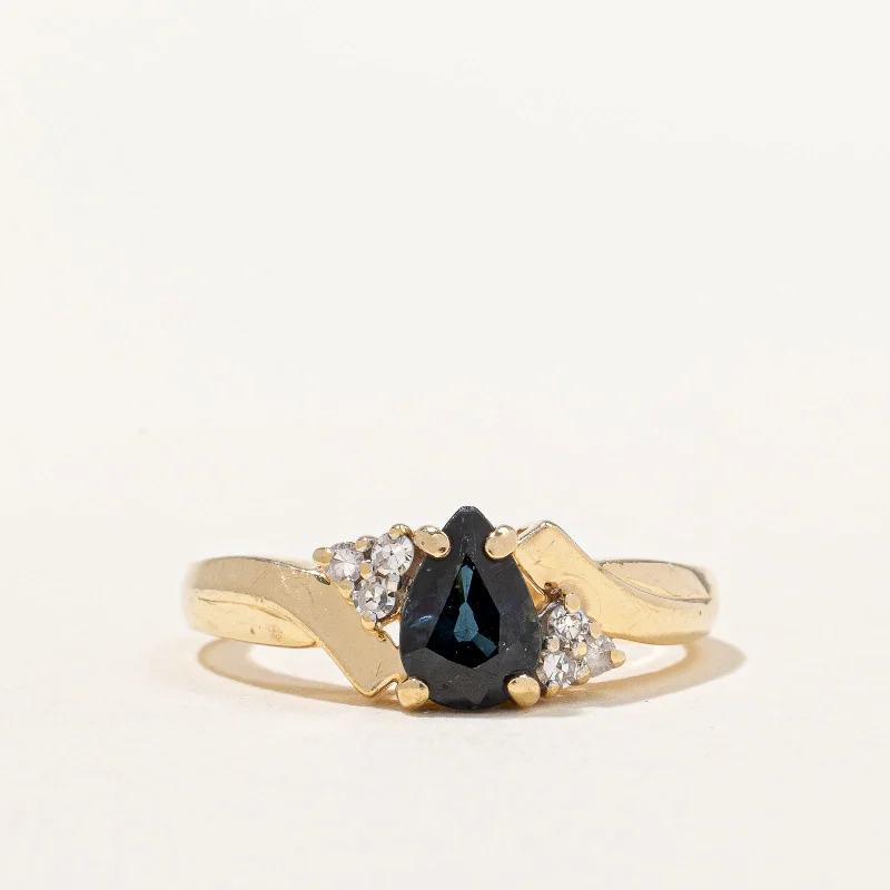 classic gold rings for women -Blue Sapphire & Diamond Ring | 0.90ct, 0.06ctw | SZ 5.75 |