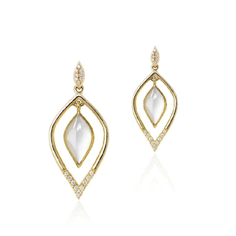 dazzling crystal earrings -White Mother Of Pearl and Diamond Drop Earrings