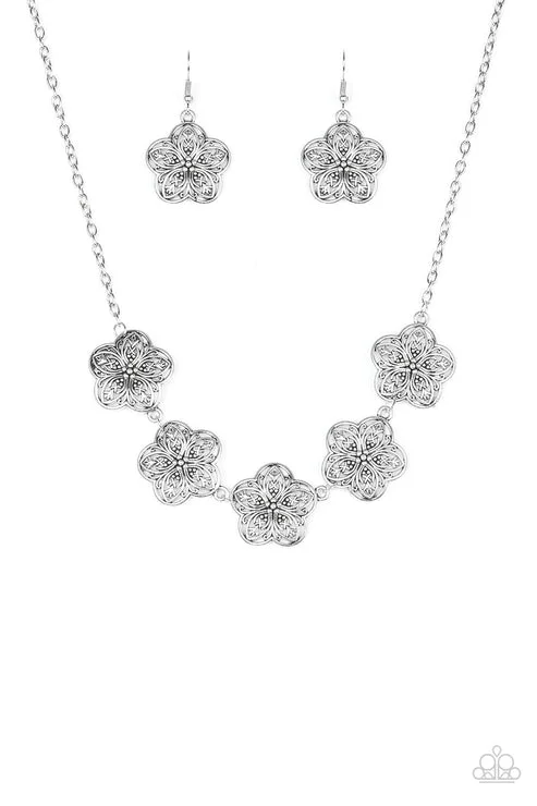 cute charm necklaces for women -Garden Groove Silver Necklace