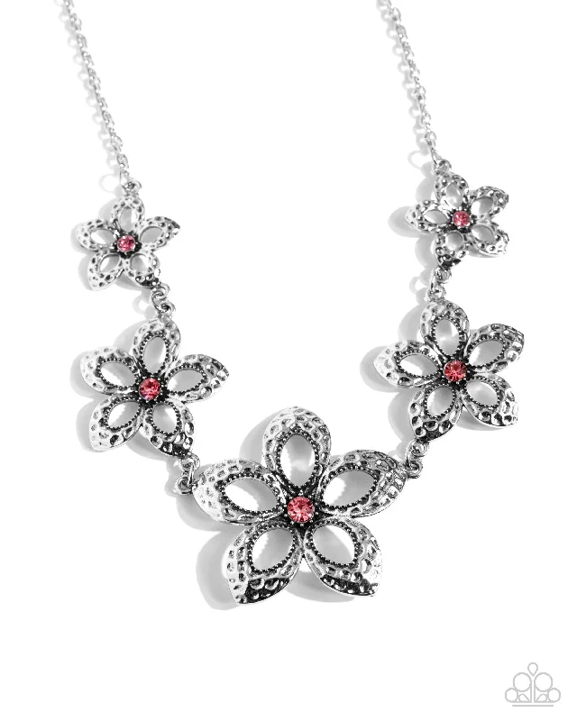 stylish heart pendant necklaces -Faithful Florals - Pink