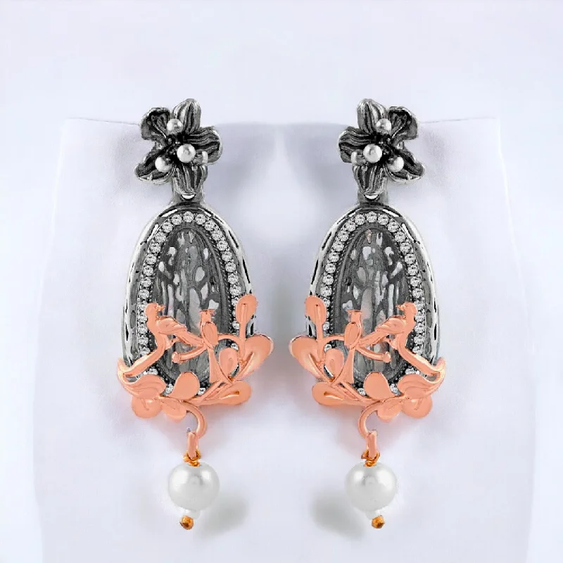 crystal drop earrings -Silver Flower Drop Earring For Women & Girls