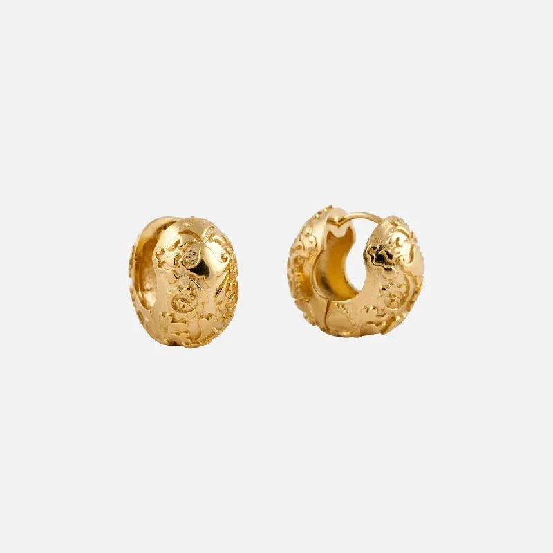 fashion-forward earrings -Folk Baroque Huggie Earrings